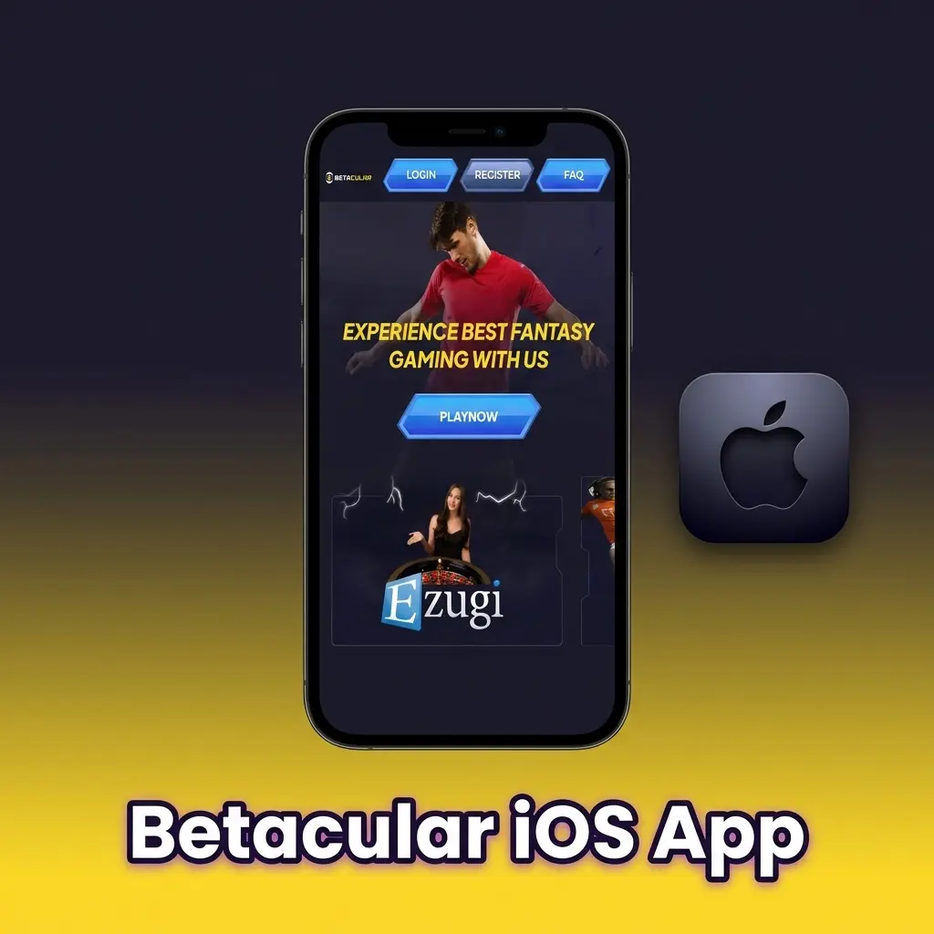 Betacular iOS app interface on iPhone and iPad showing sports betting, casino games, and live dealer tables