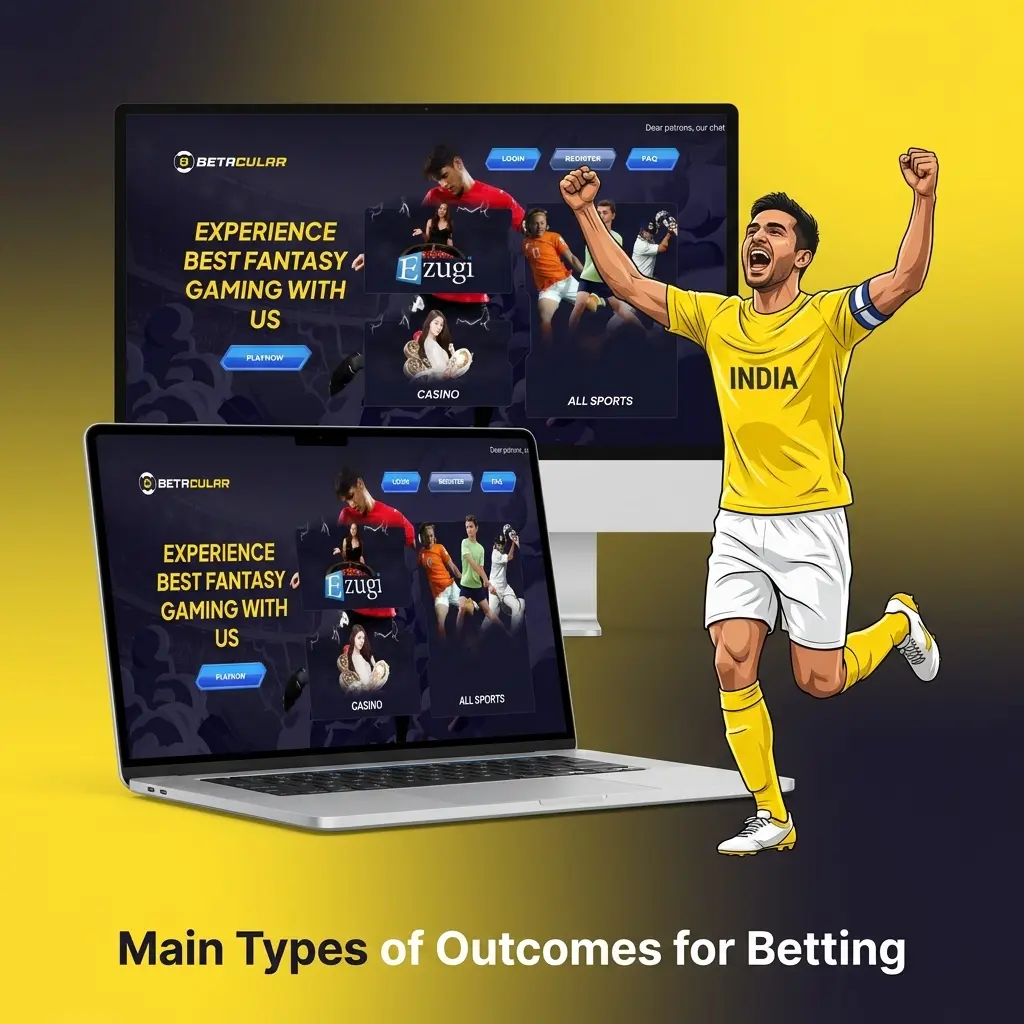Sports betting outcome types on Betacular for Indian markets including rules and bet slip options