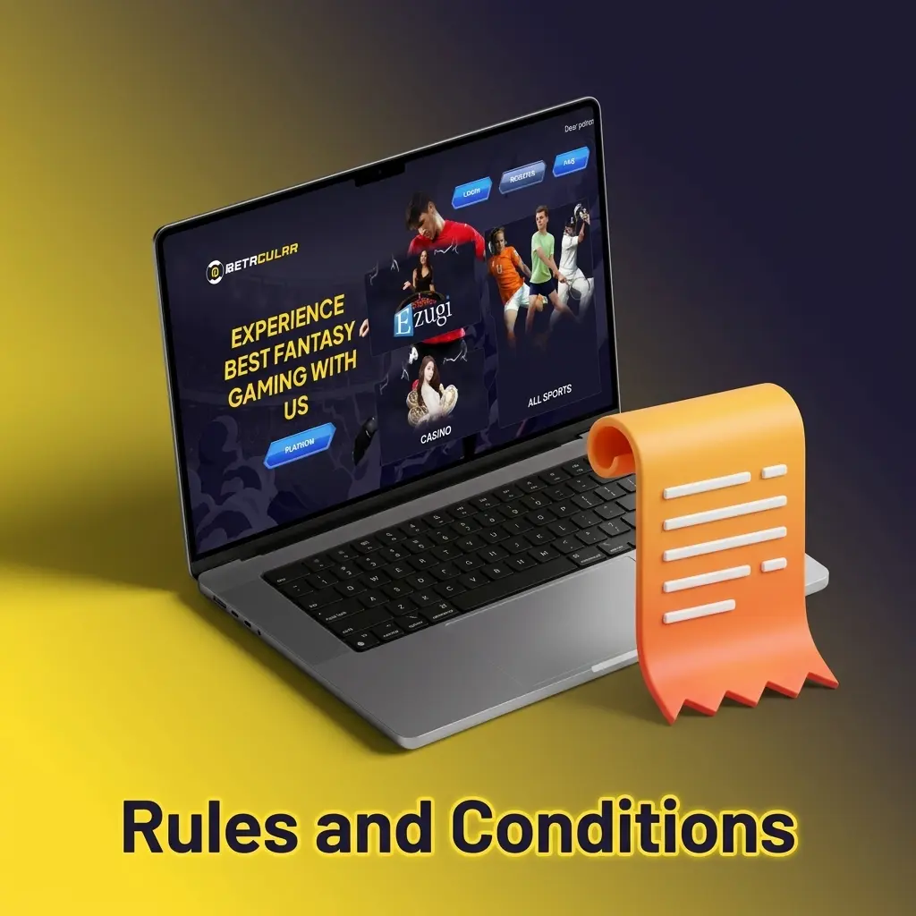 Betacular platform rules covering age requirement, one account policy, bonus terms, accurate details, and prohibited jurisdictions