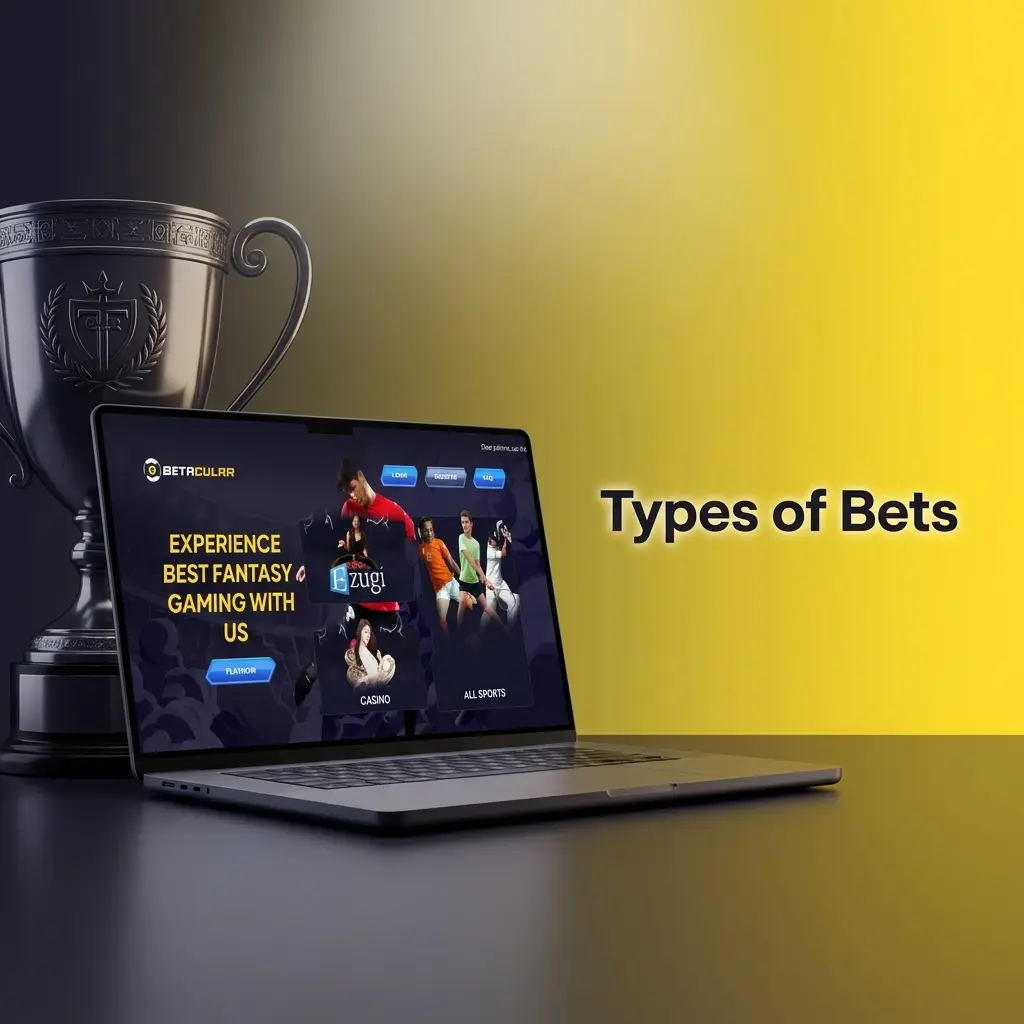 Diagram showing Single, Express Accumulator, and System bet types supported on Betacular sports betting platform
