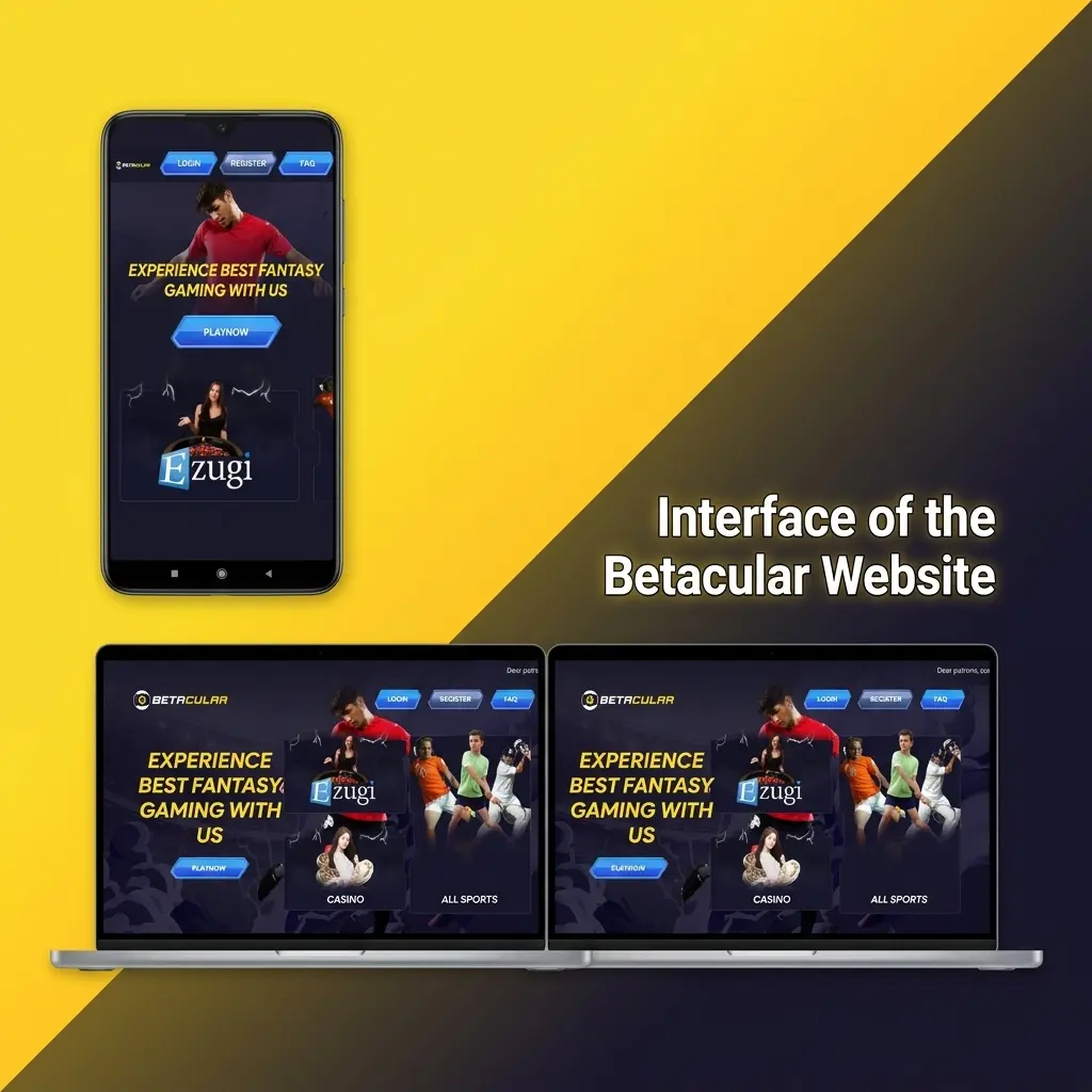 Betacular website interface showing top navigation bar with Sports, Casino, Live Casino, eSports, Promotions and Account options